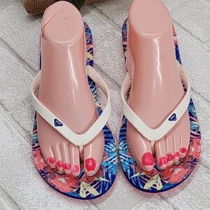 Roxy Blue and Pink Floral Sandals